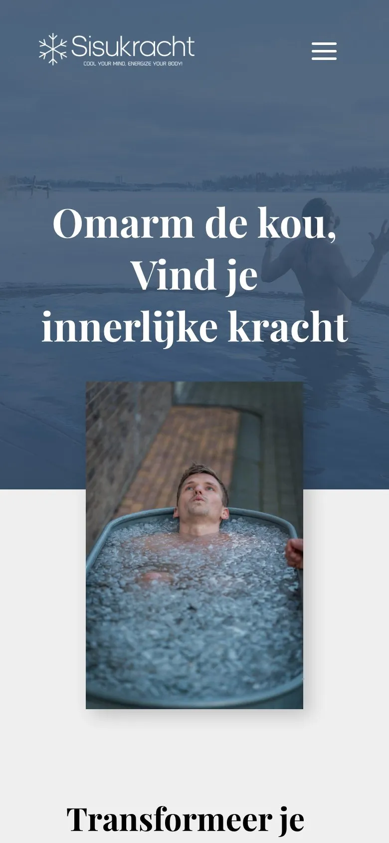 De homepage van Sisukracht op een telefoon