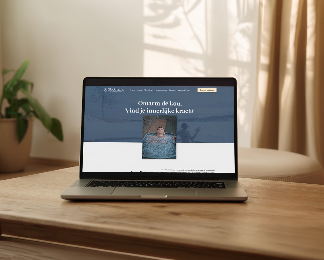 Website Sisukracht mock up van de website Sisukracht ontworpen door rscreate.