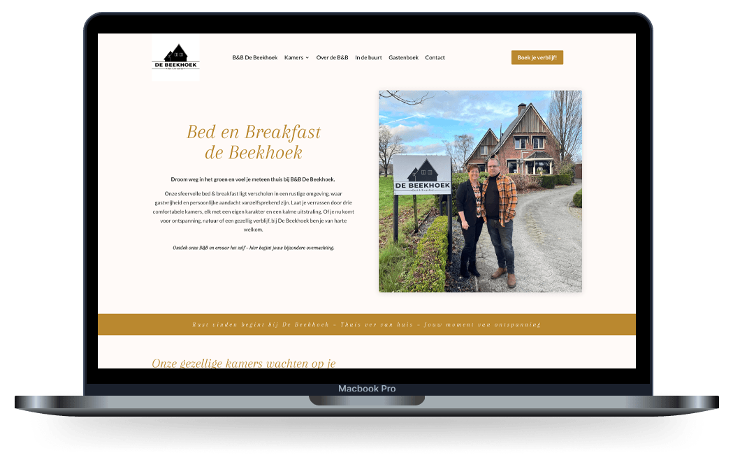 Mock-up van de website van Bed en Breakfast de Beekhoek
