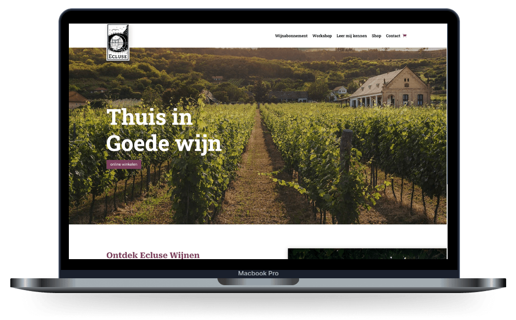 Mock-up van de website/webshop van Ecluse Wijnen