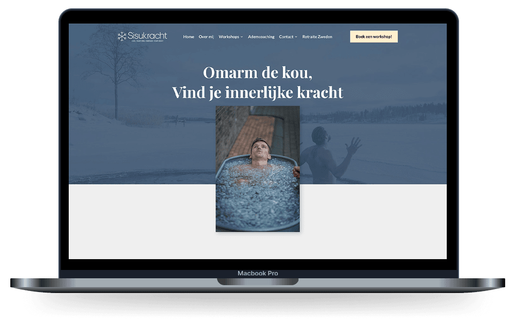 Mock-up van de website van Sisukracht