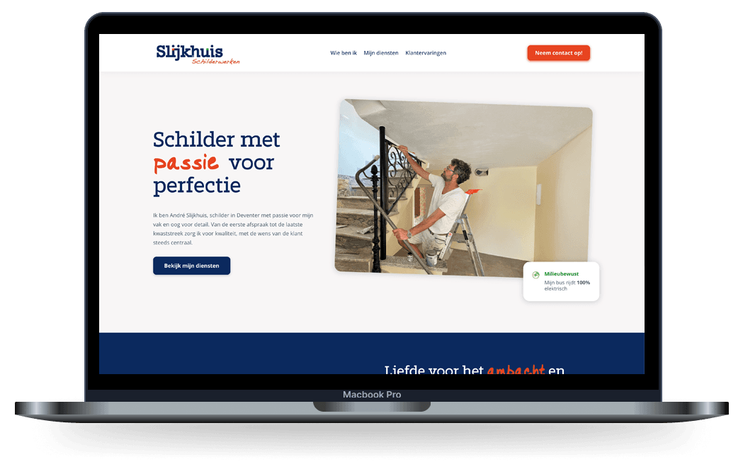 Mock-up van de website van Slijkhuis Schilderwerken