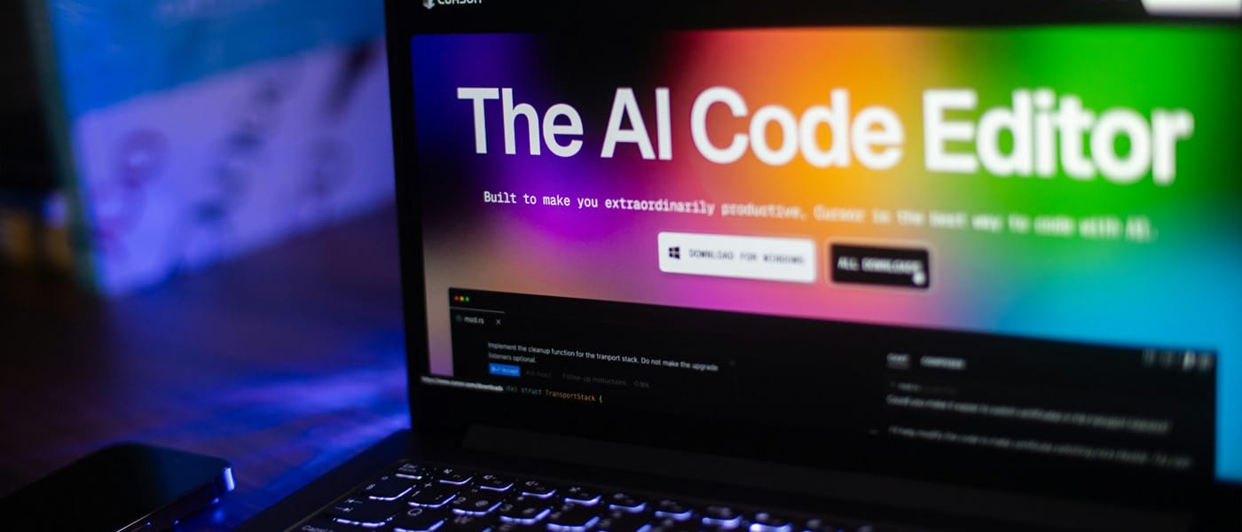 Laptop met een AI website bouwer open