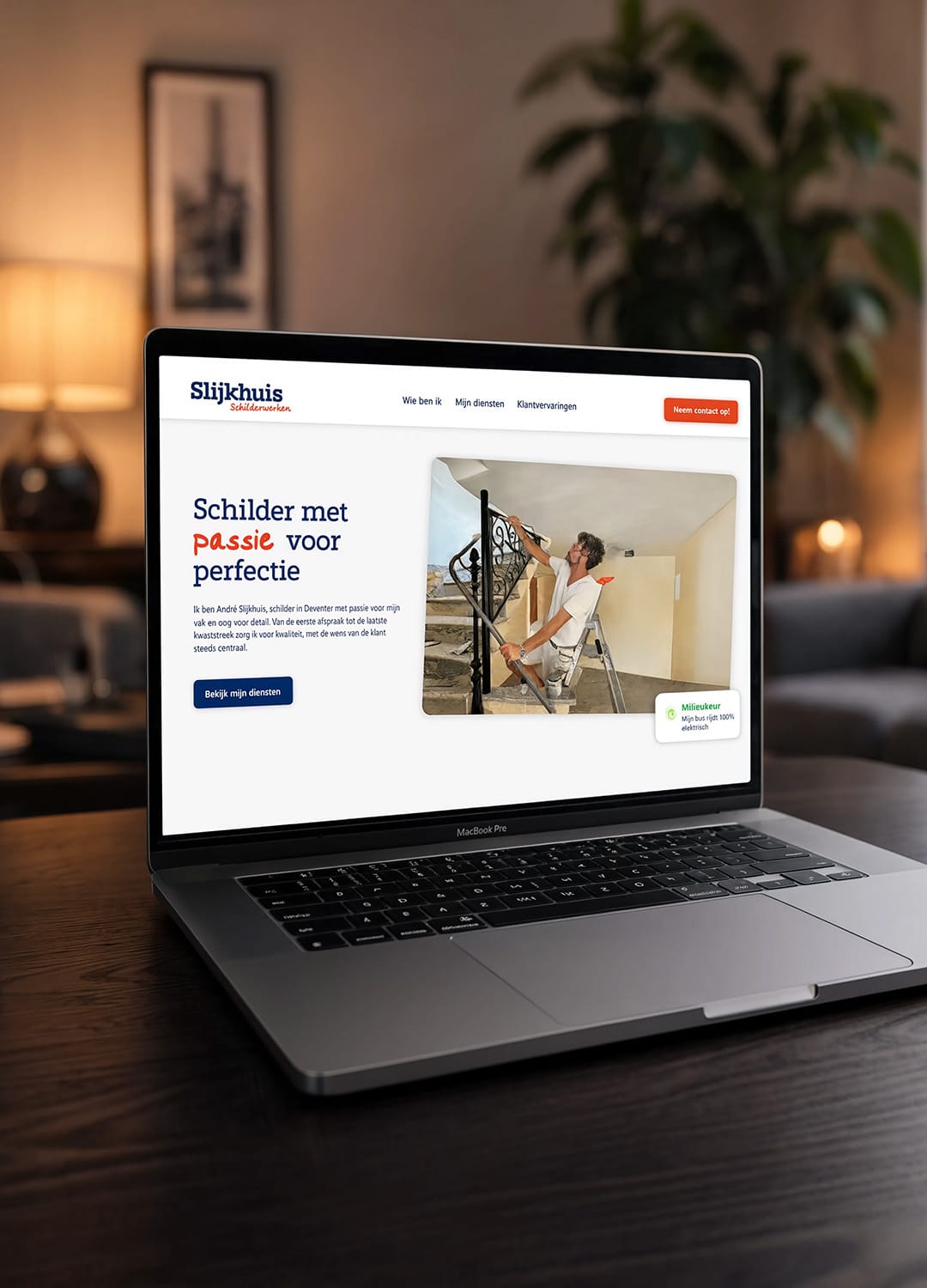 De website van Slijkhuis Schilderwerken in een mock-up